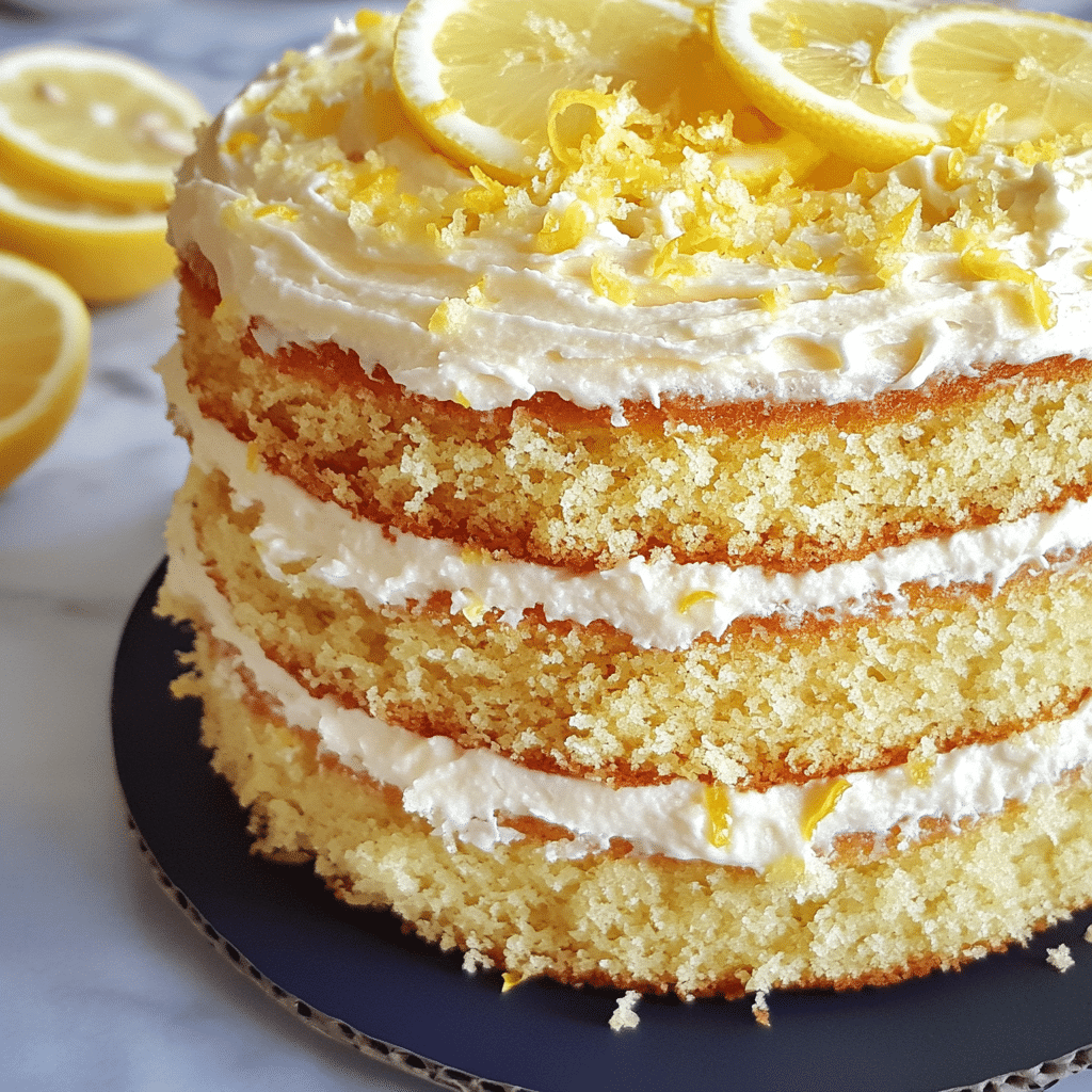 Lemon layer cake with lemon curd and frosting
