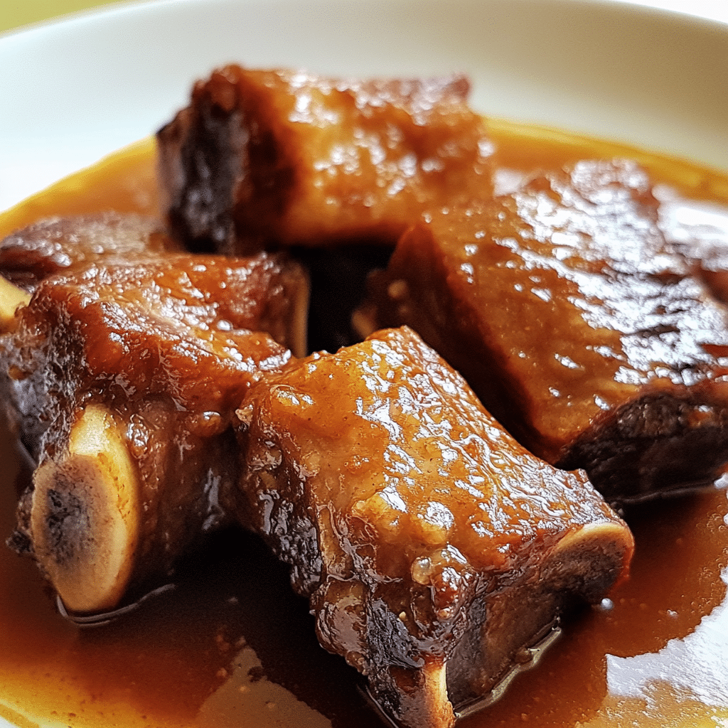Braised short ribs with beef broth and rosemary