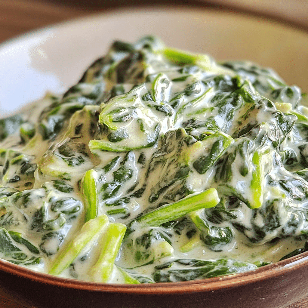 Creamed spinach with a rich and creamy texture