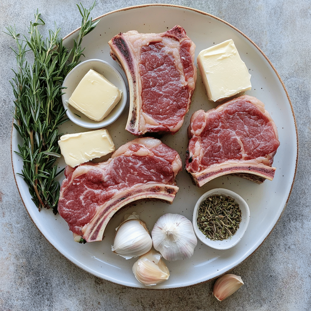 Lamb chops with garlic, rosemary, and butter for a flavorful dish