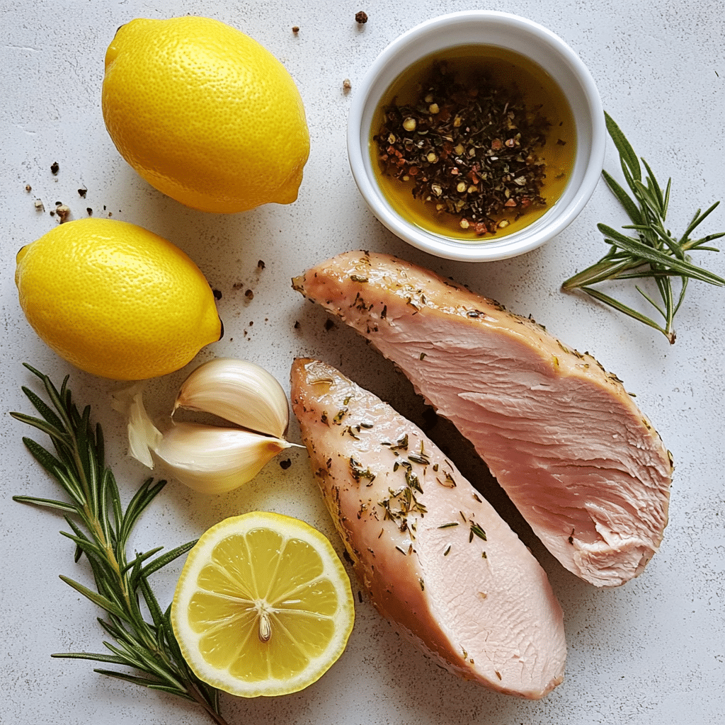 Ingredients for lemon herb roasted turkey breast