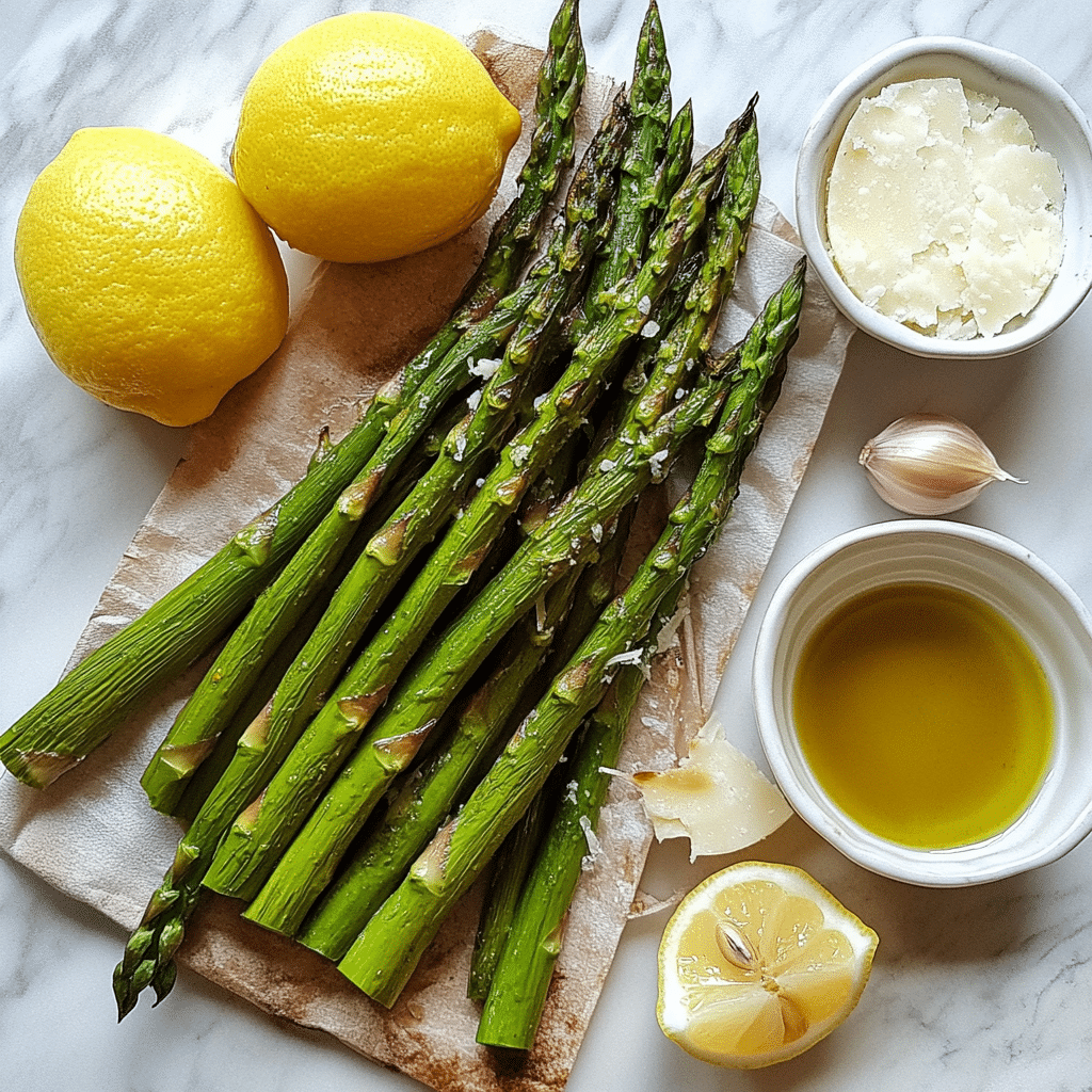 Ingredients for roasted asparagus with parmesan