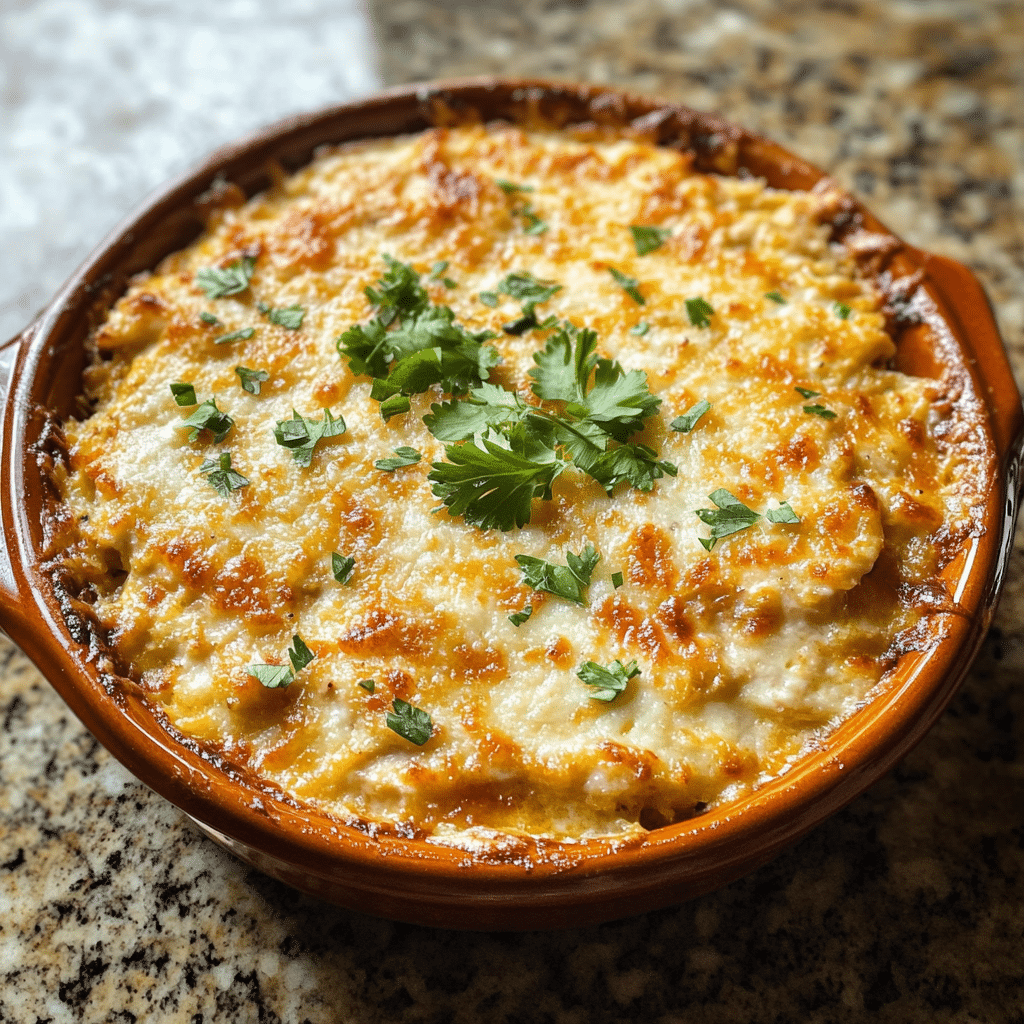 Homemade best neiman marcus chicken casserole in a serving dish in a bright kitchen