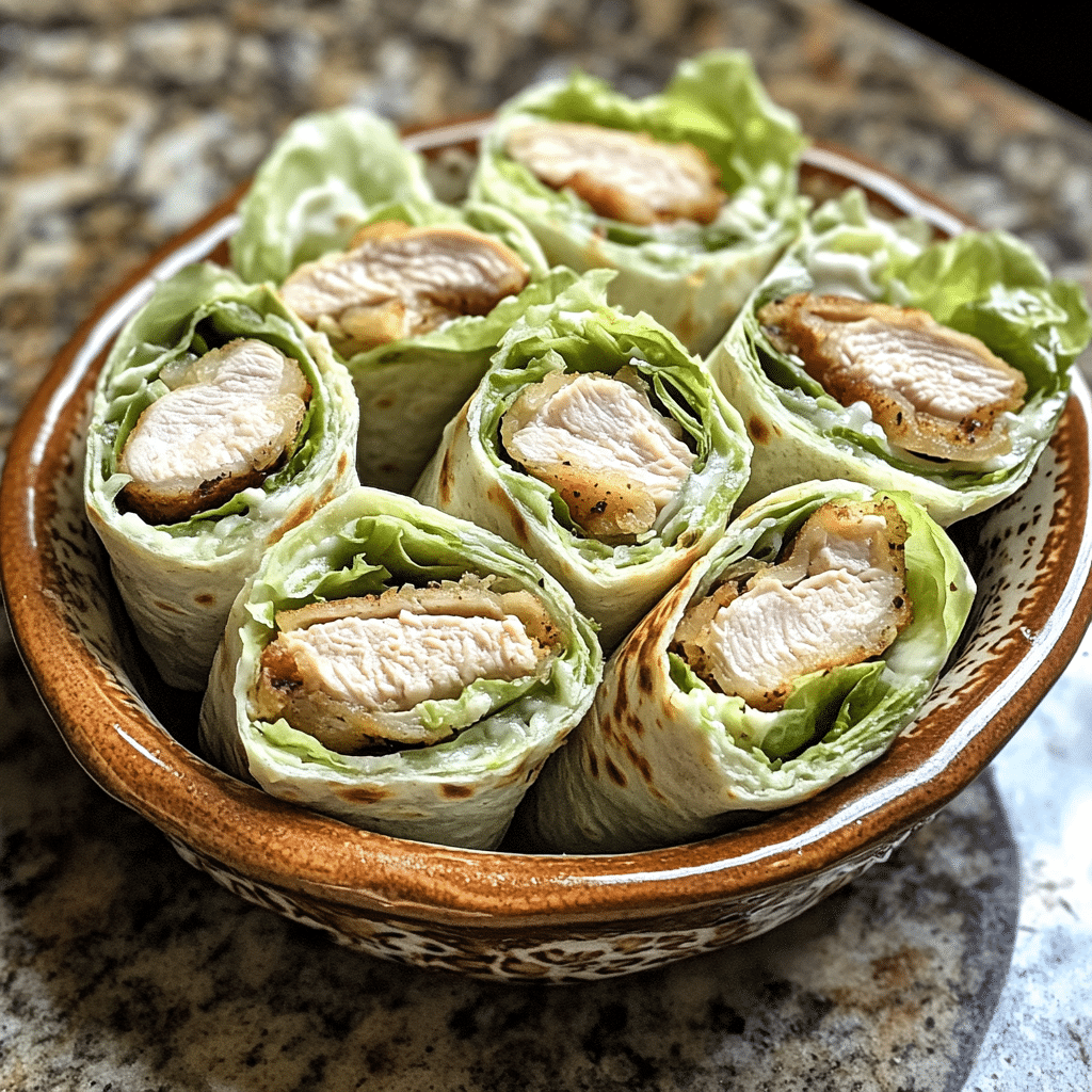 Homemade chicken caesar wrap in a serving dish in a bright kitchen
