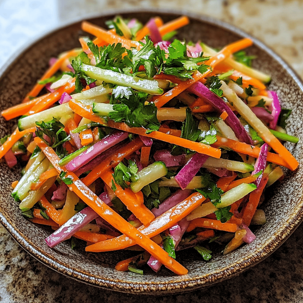 Homemade colorful spring salad for easter in a serving dish in a bright kitchen