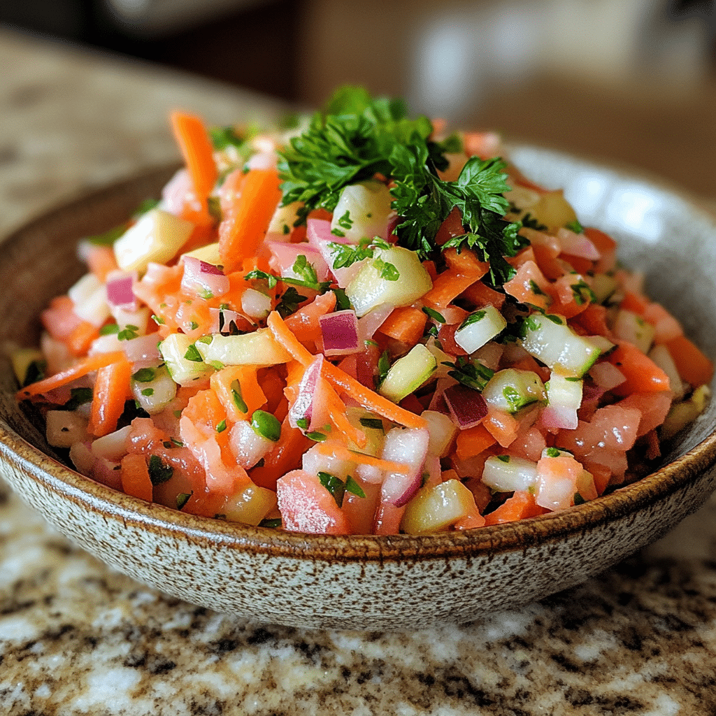 Homemade easter salad in a serving dish in a bright kitchen