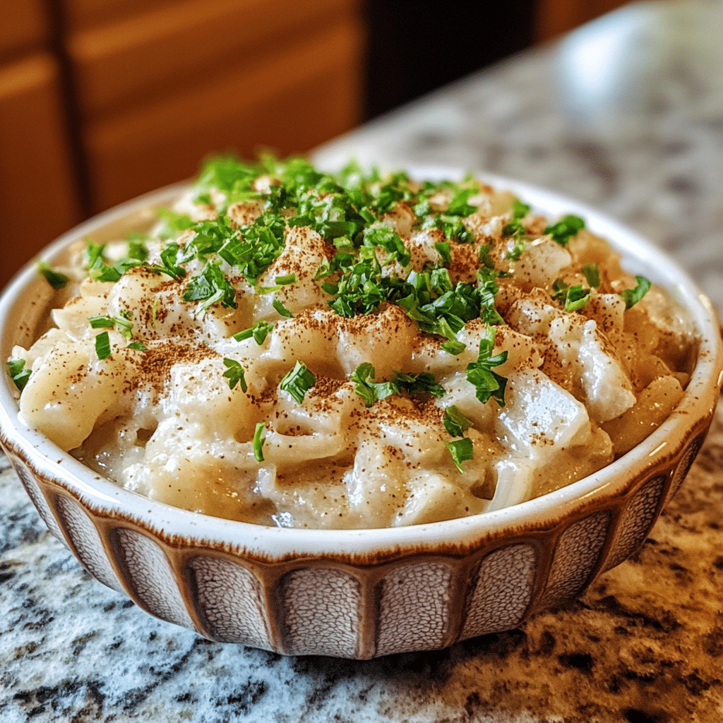 Homemade easy no in a serving dish in a bright kitchen