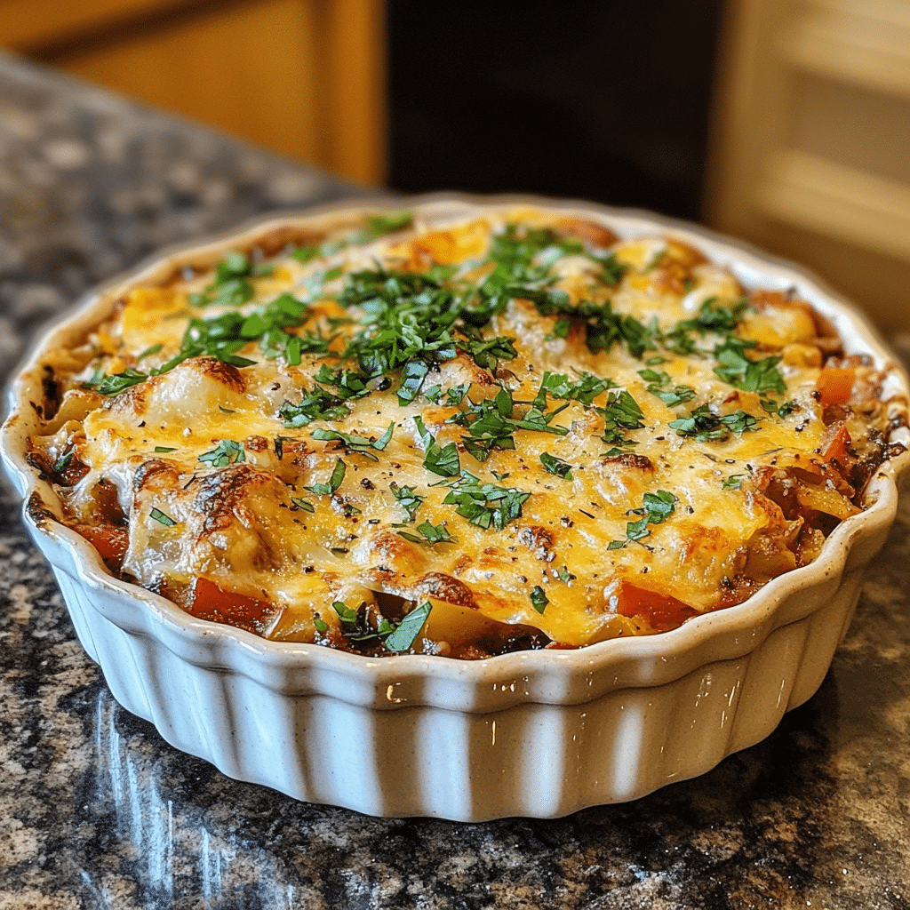 Homemade easy one in a serving dish in a bright kitchen
