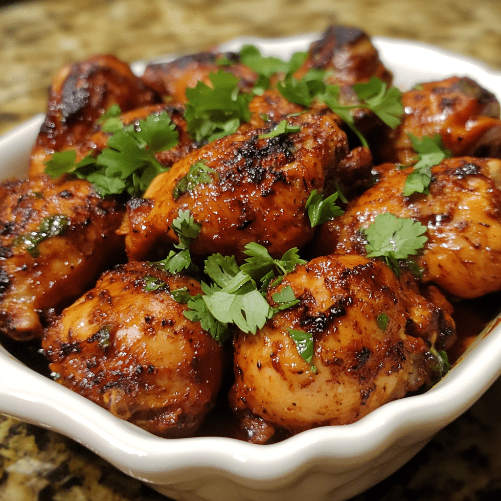 Homemade marry me chicken in a serving dish in a bright kitchen