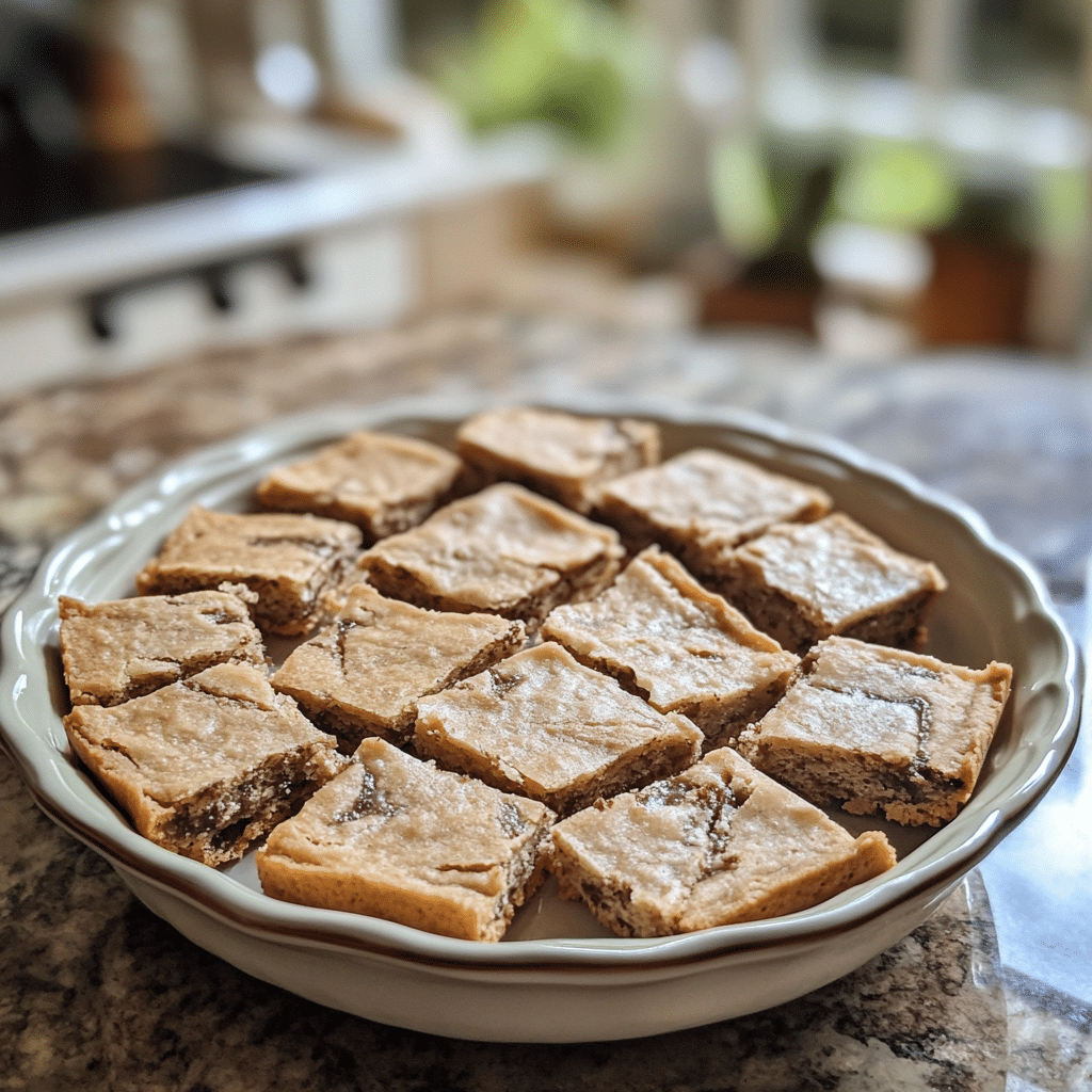 Homemade millionaire shortbread in a serving dish in a bright kitchen