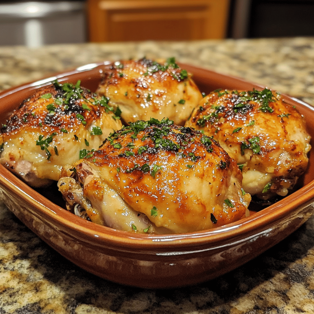 Homemade neiman marcus chicken in a serving dish in a bright kitchen