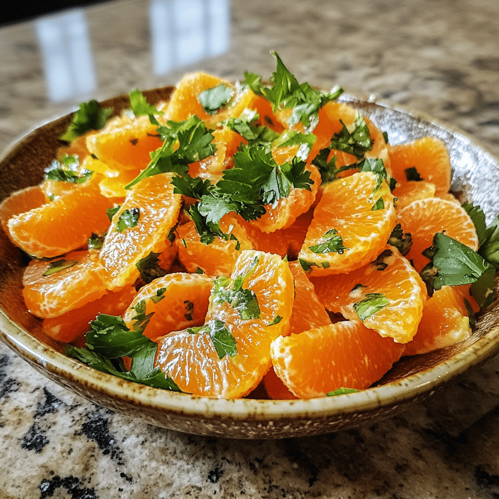 Homemade orange dreamsicle salad in a serving dish in a bright kitchen