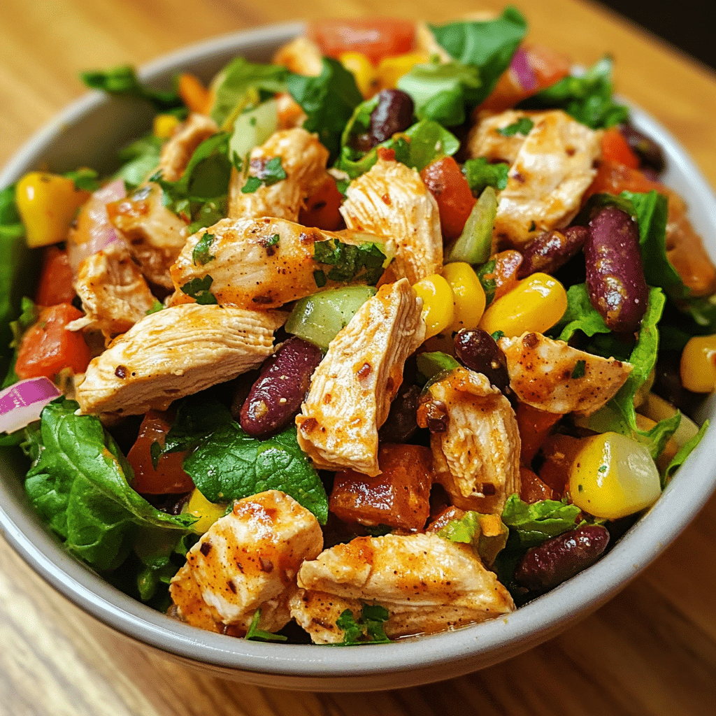 Bowl of southwest chicken salad ready to eat