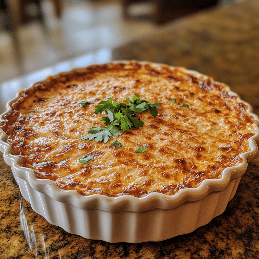 Homemade the best marry me dip in a serving dish in a bright kitchen
