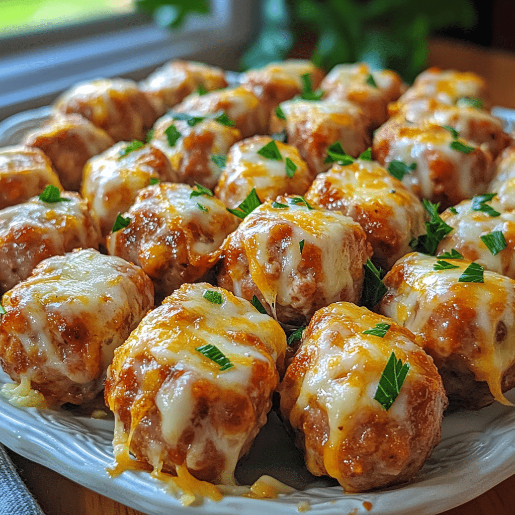 Turkey sausage Rotel bites on a platter