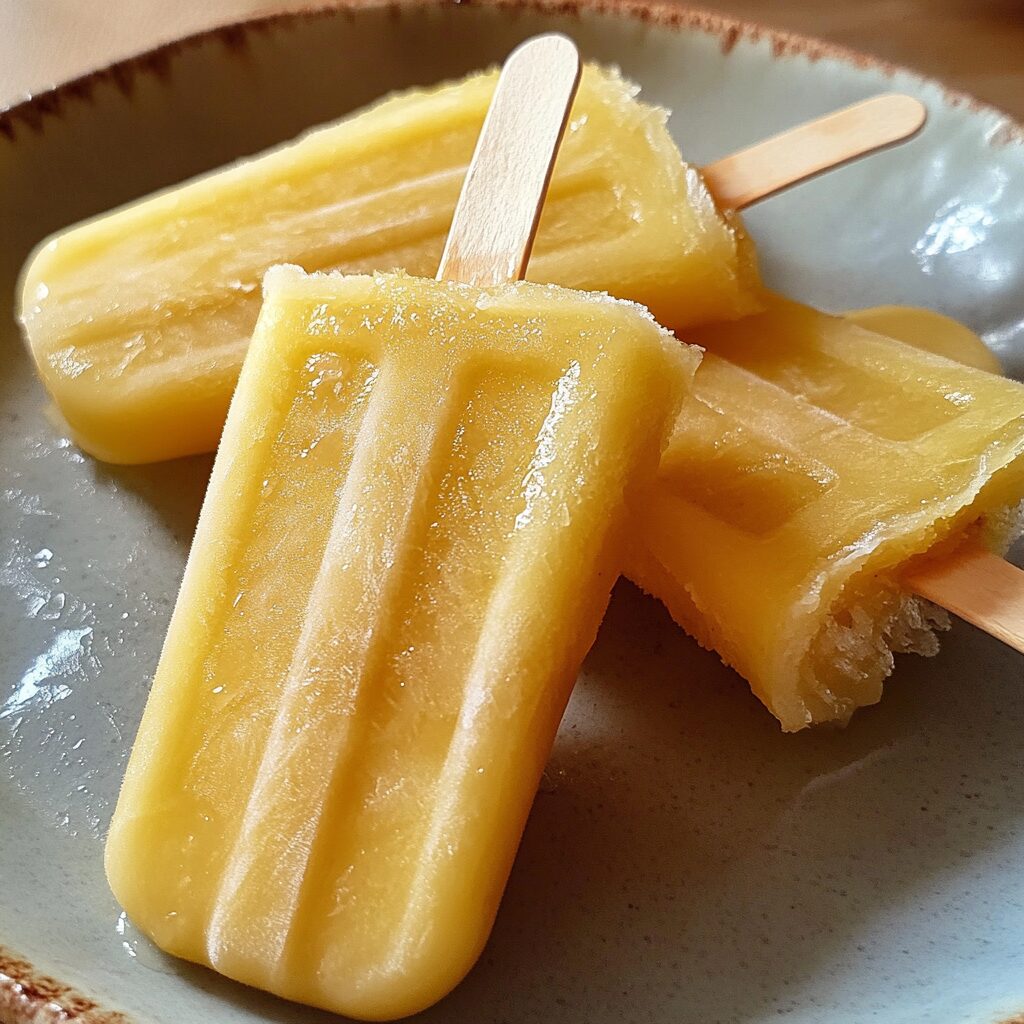 2-ingredient Pineapple Popsicles served on a plate in natural light