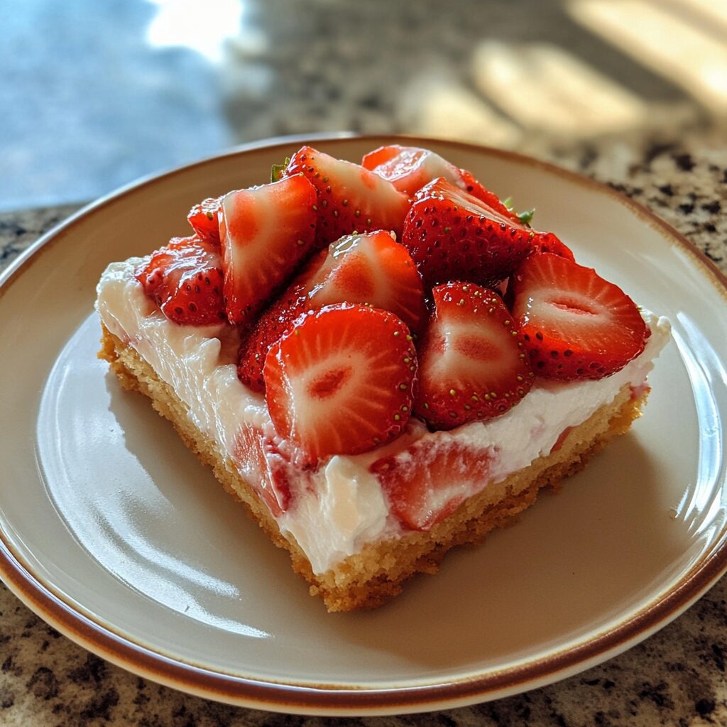 30-Minute No-Bake Strawberry Shortcake Magic served on a plate in natural light