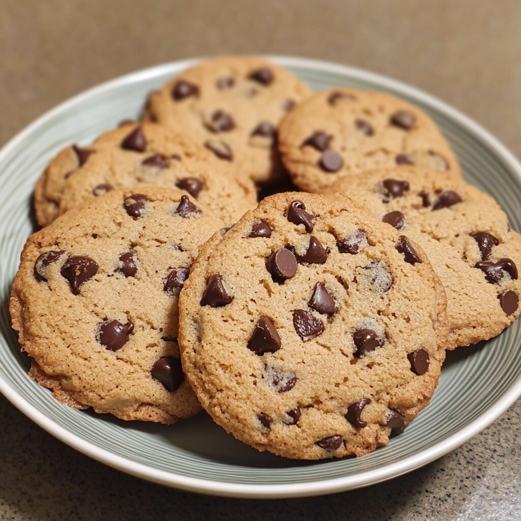 Award-Winning Chocolate Chip Cookies served on a plate in natural light