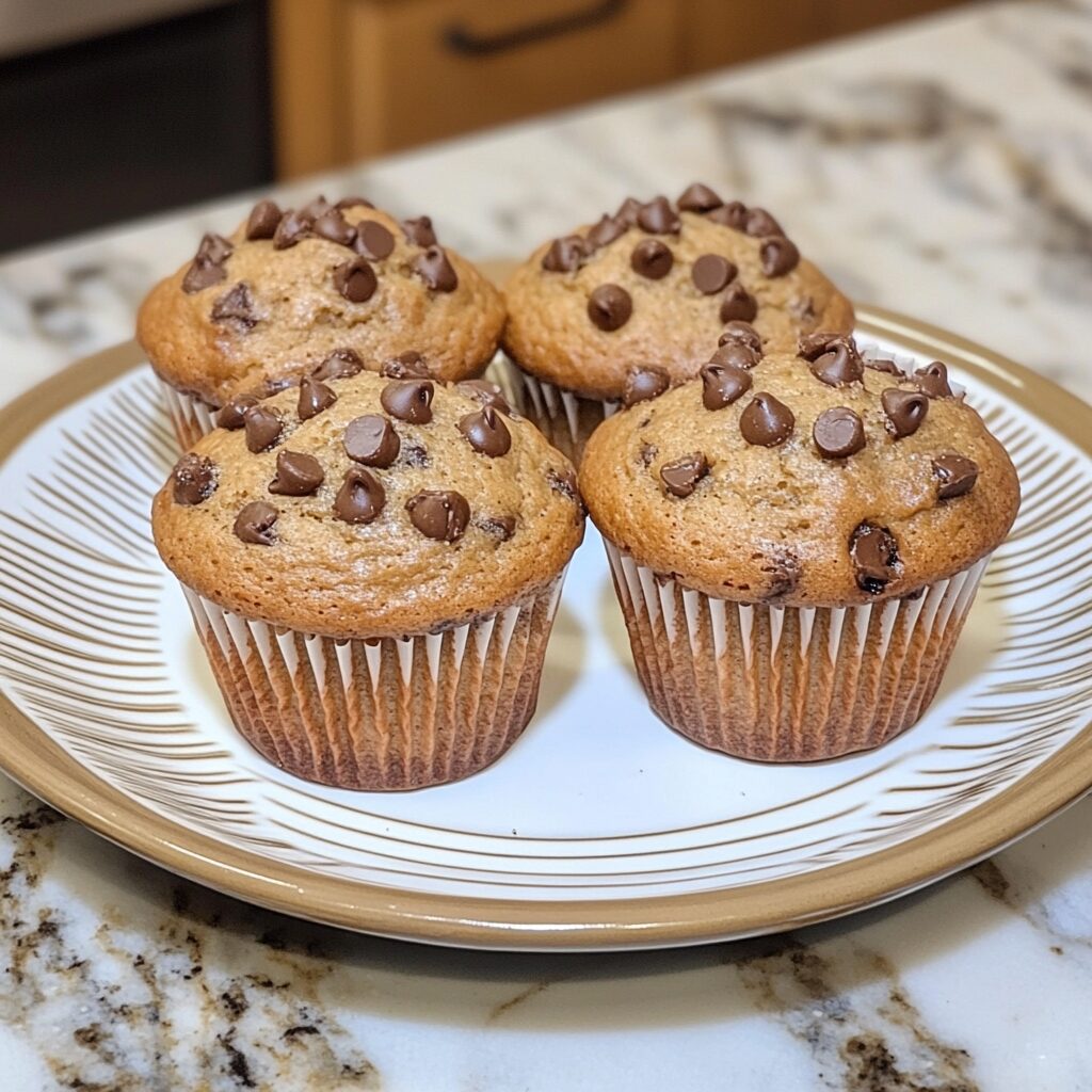 Bakery Style Chocolate Chip Muffins in 2023 served on a plate in natural light