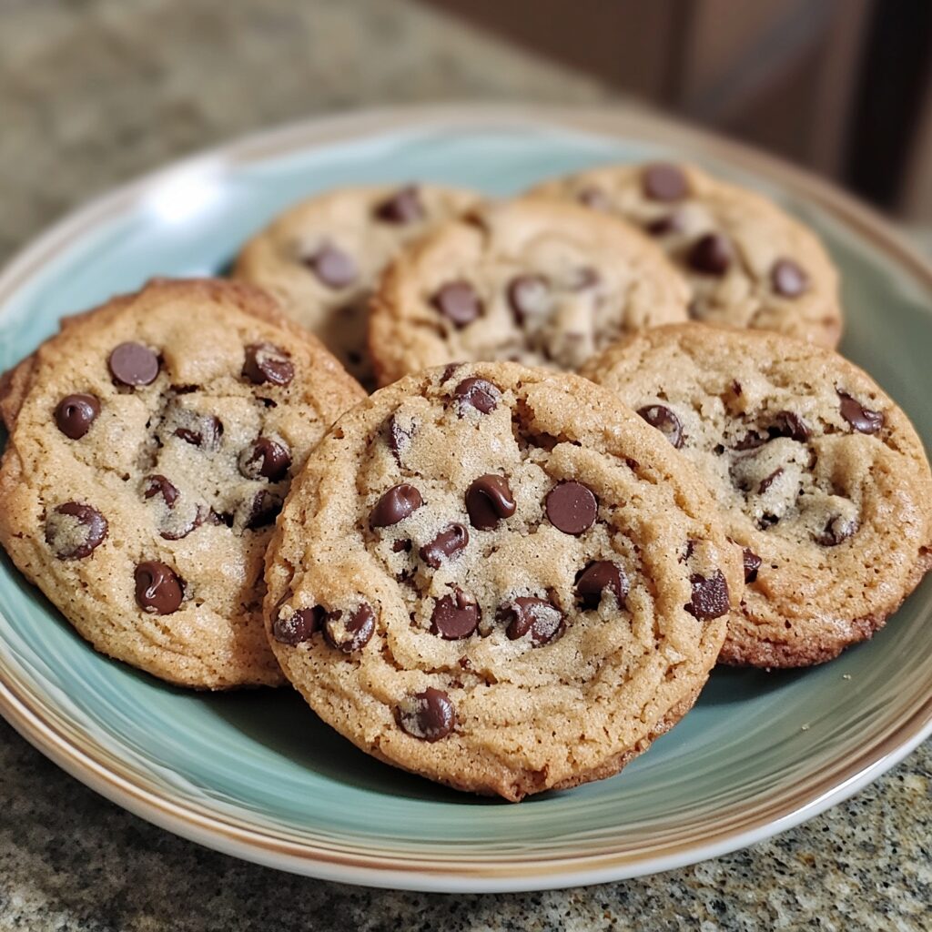 Best Chocolate Chip Cookies served on a plate in natural light