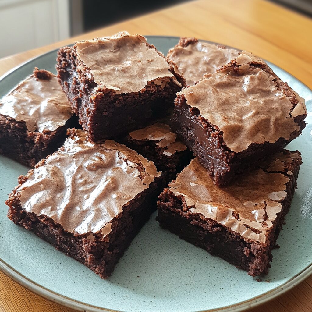 Brown Butter Fudgy Brownies Recipe served on a plate in natural light