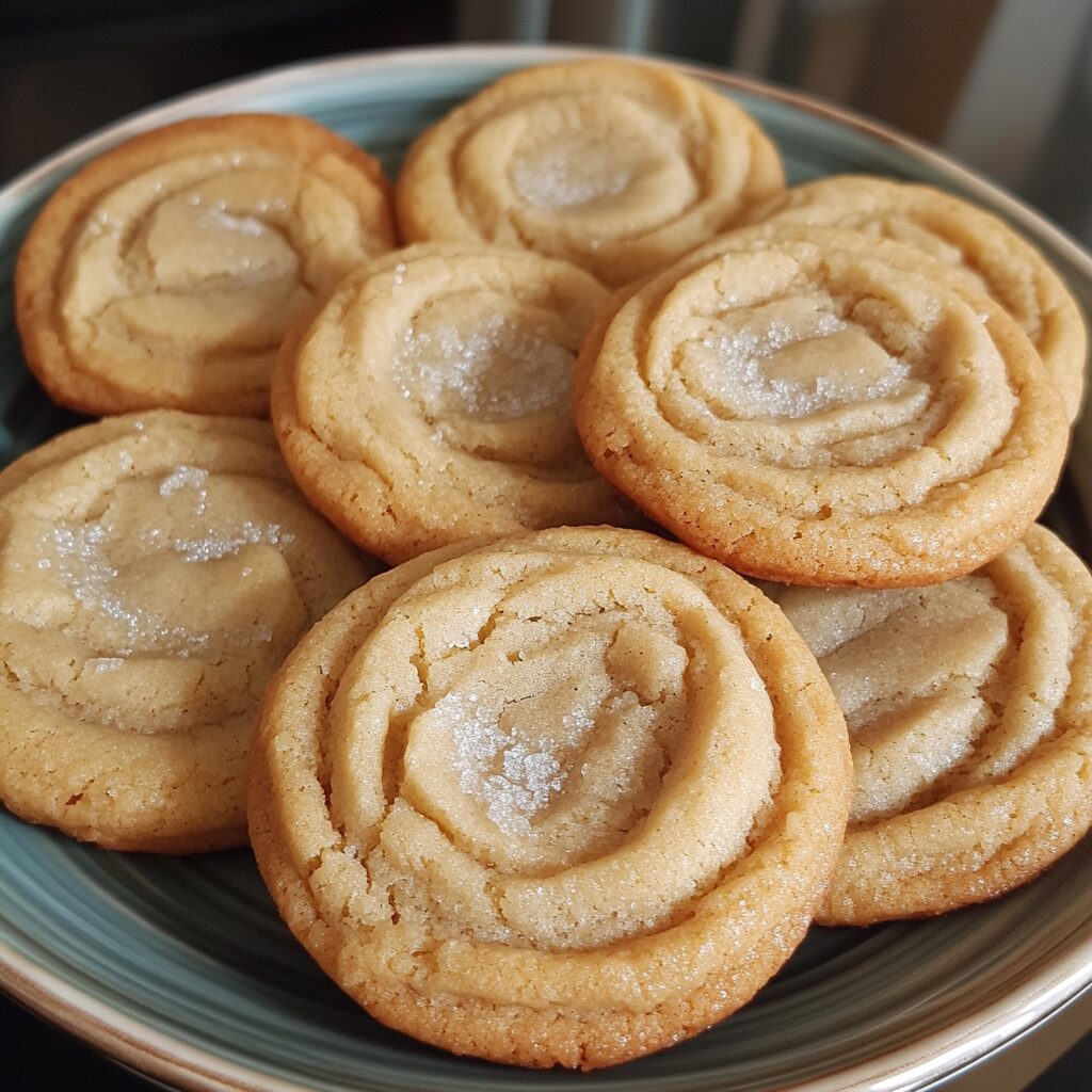 Brown Butter Sugar Cookies With Chewy Centers And Crispy Edges served on a plate in natural light