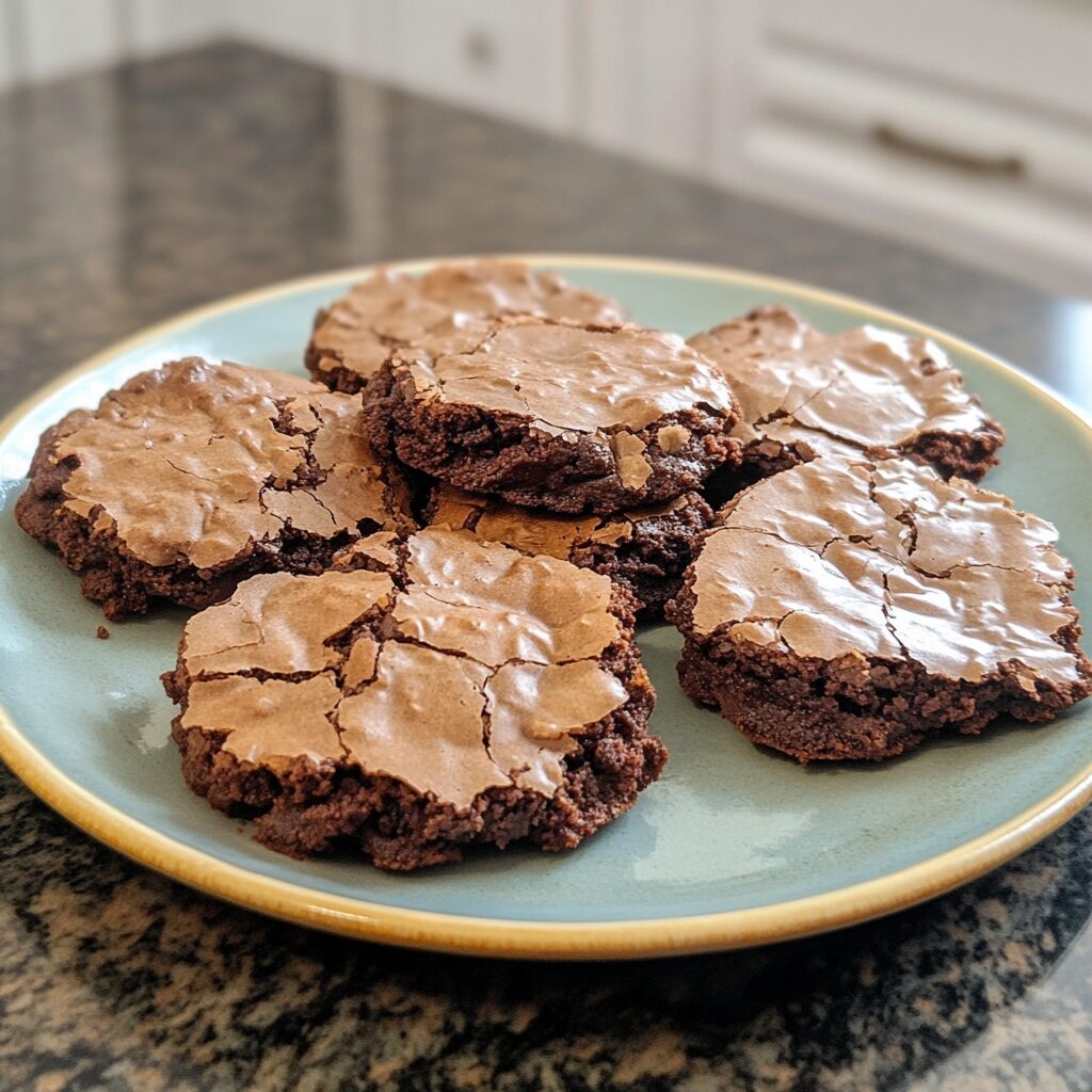 Brownie Cookies That Melt in Your Mouth served on a plate in natural light