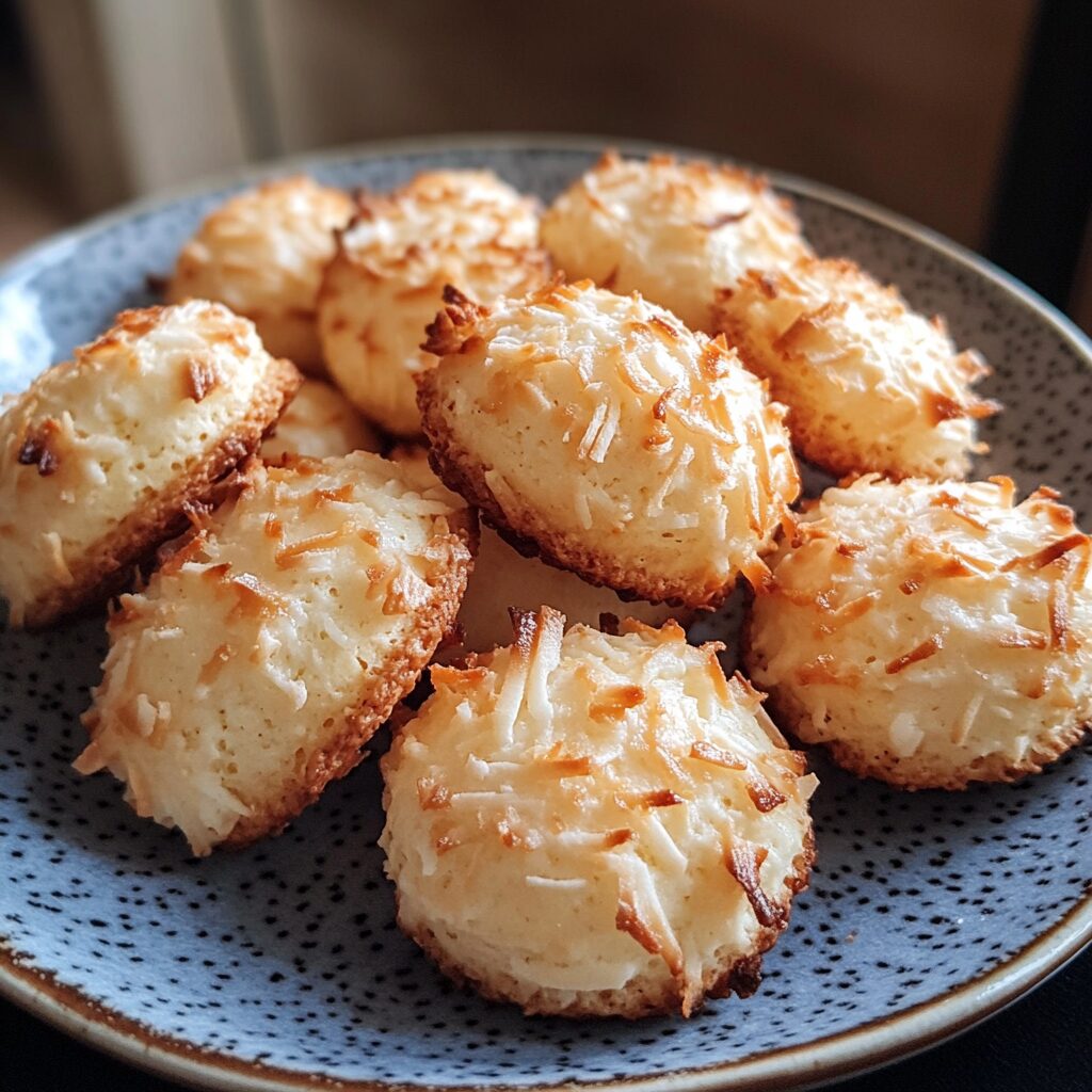 Coconut Macaroon Recipe served on a plate in natural light