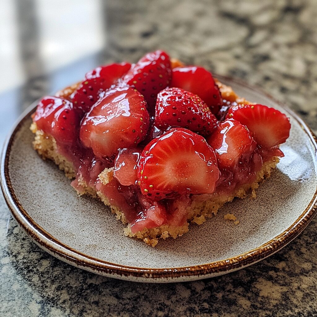 Easy Homemade Strawberry Cake Filling Recipe served on a plate in natural light
