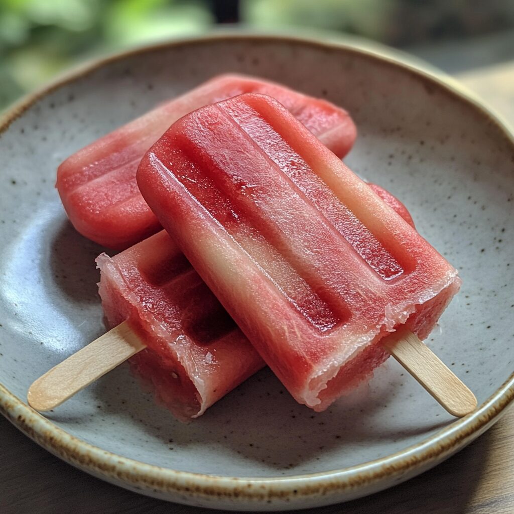 Easy Watermelon Popsicle 3 Ingredients Watermelon Popsicle served on a plate in natural light
