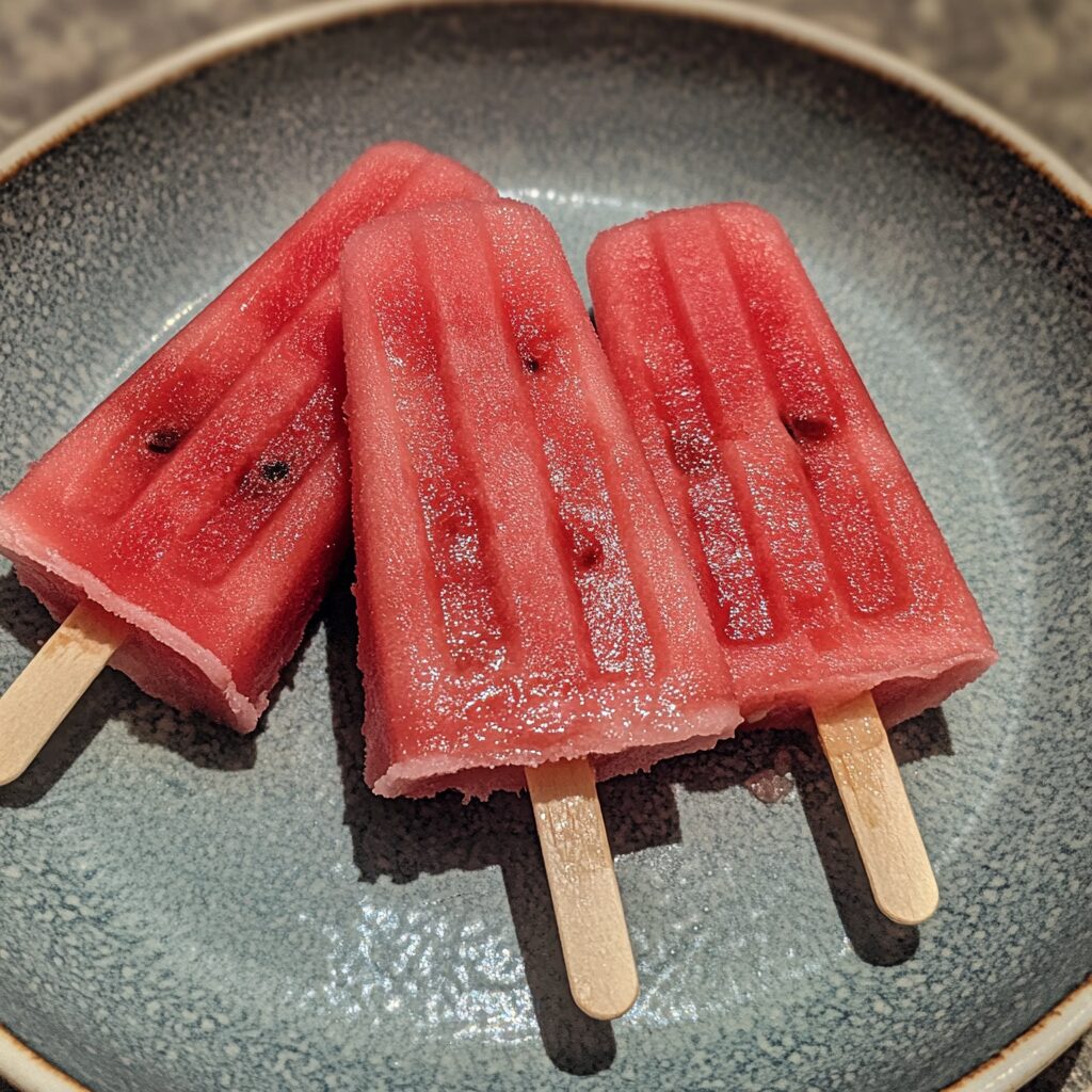 Easy Watermelon Popsicle served on a plate in natural light
