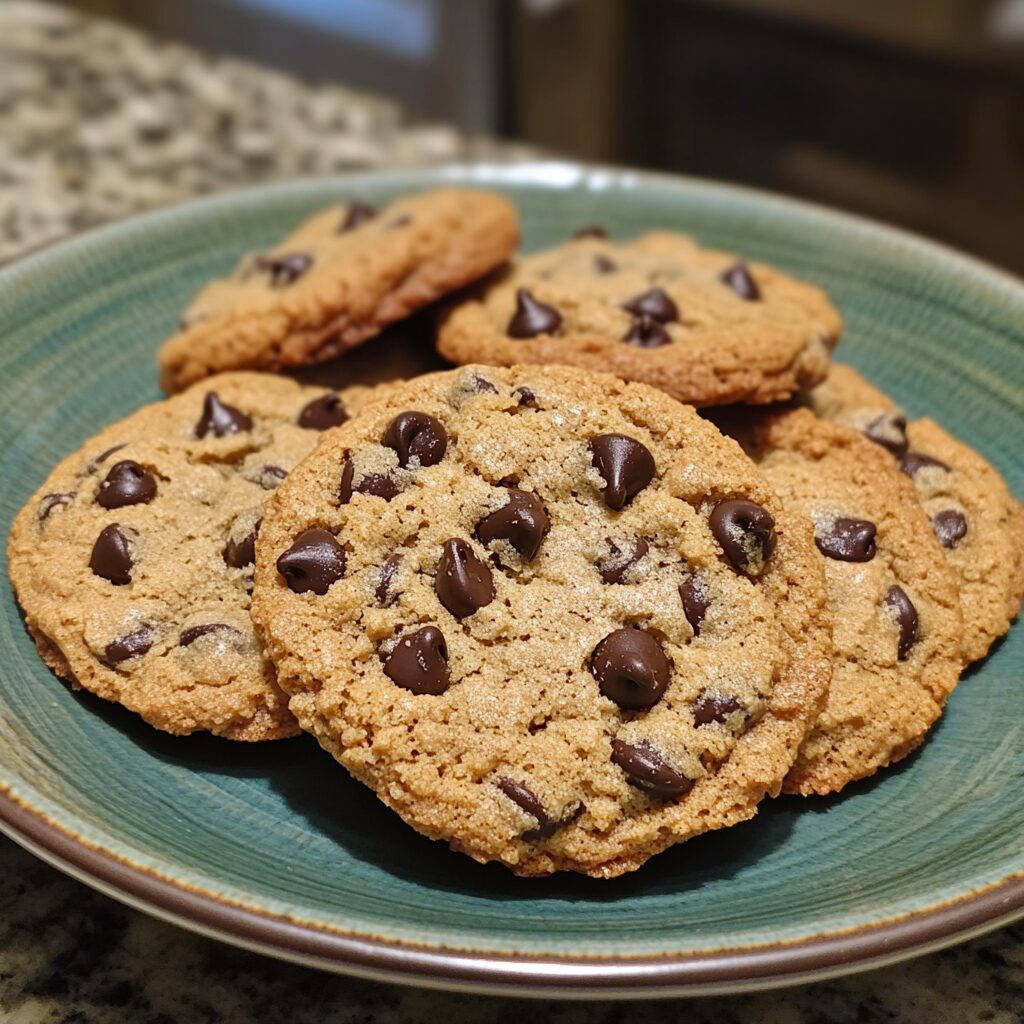 Gluten Free Chocolate Chip Cookies served on a plate in natural light