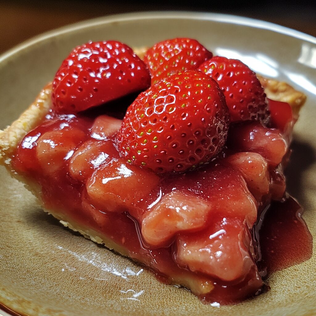Homemade Strawberry Pie Filling served on a plate in natural light