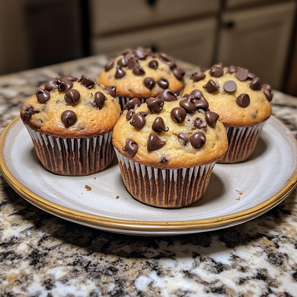 How To Make The Best Chocolate Chip Muffins Desserts From Scratch Julie Marie Eats served on a plate in natural light