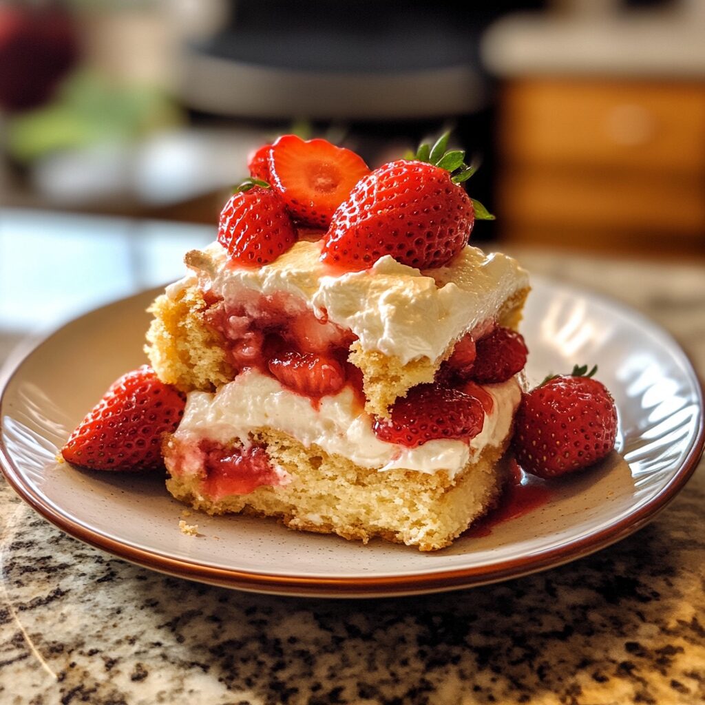 How to Make Strawberry Shortcake from The Food Charlatan. served on a plate in natural light