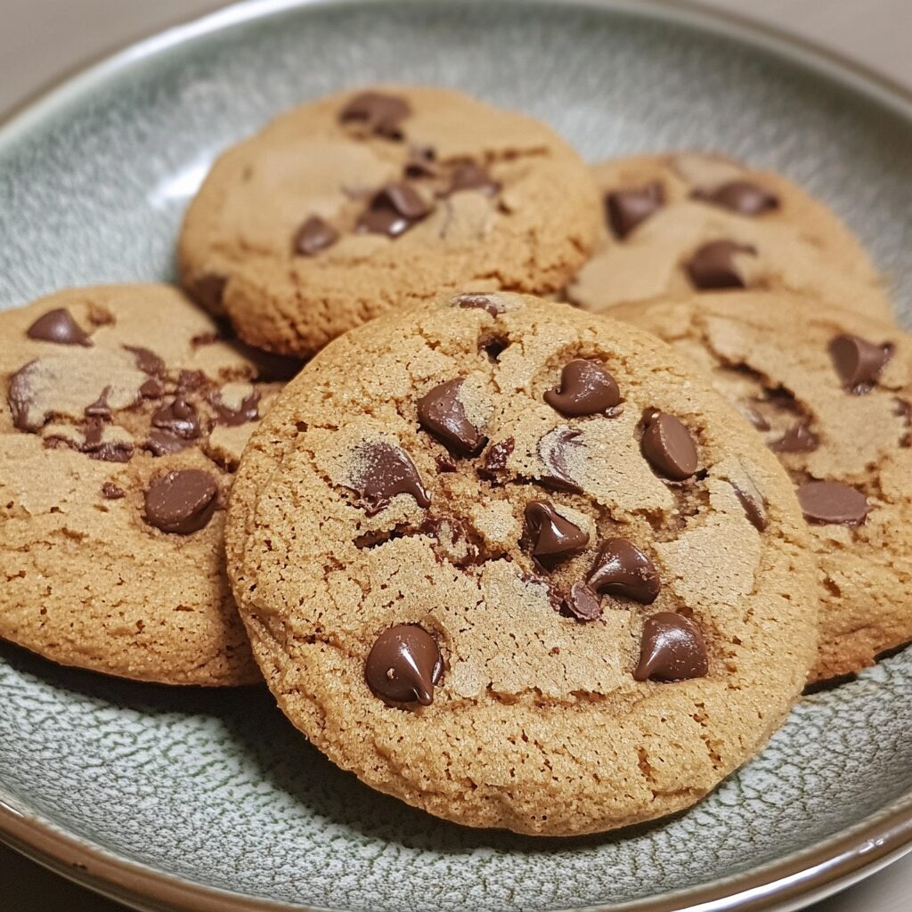 My Favorite Chocolate Chip Cookies served on a plate in natural light