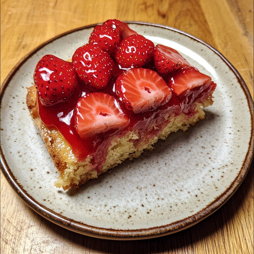 Paula Deen Simply Delicious Strawberry Cake Recipe served on a plate in natural light