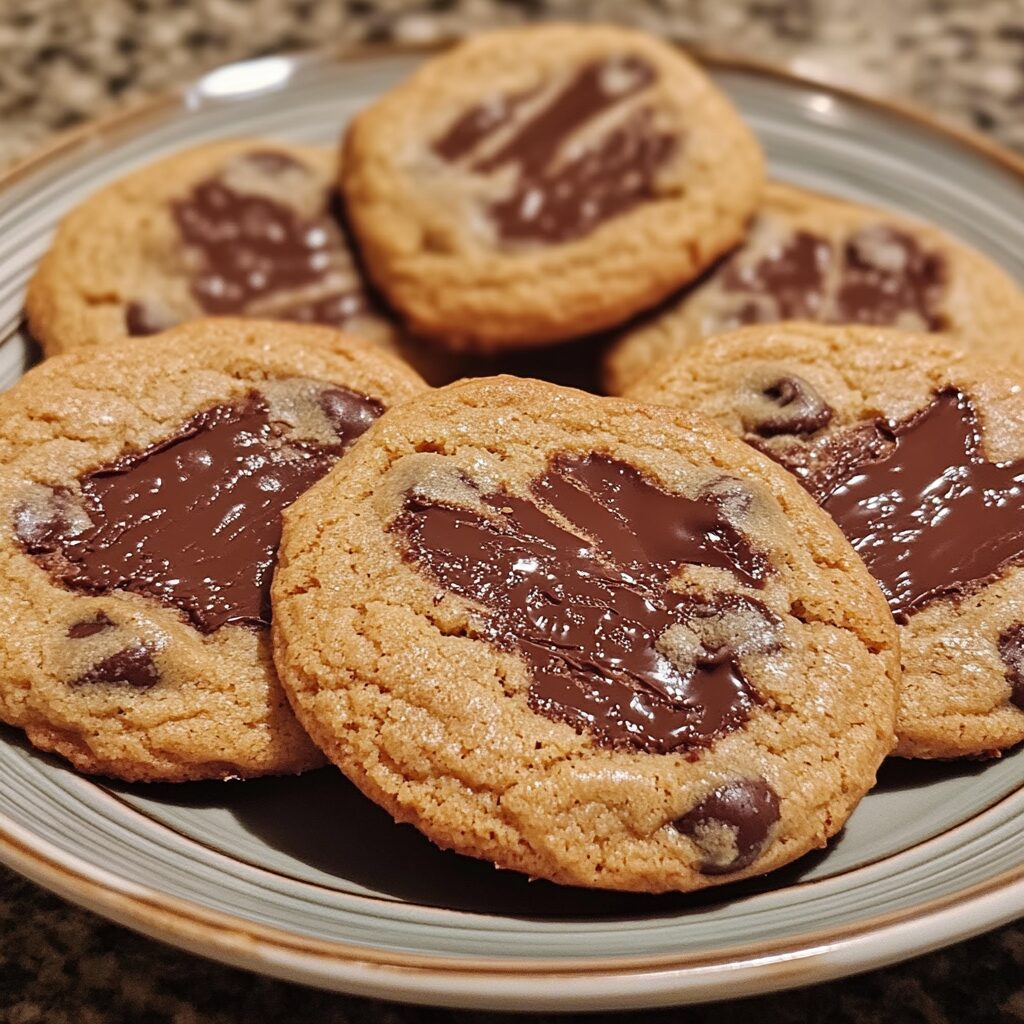 Perfect Chocolate Chip Cookies (Thick, Chewy & Loaded with Chocolate) served on a plate in natural light