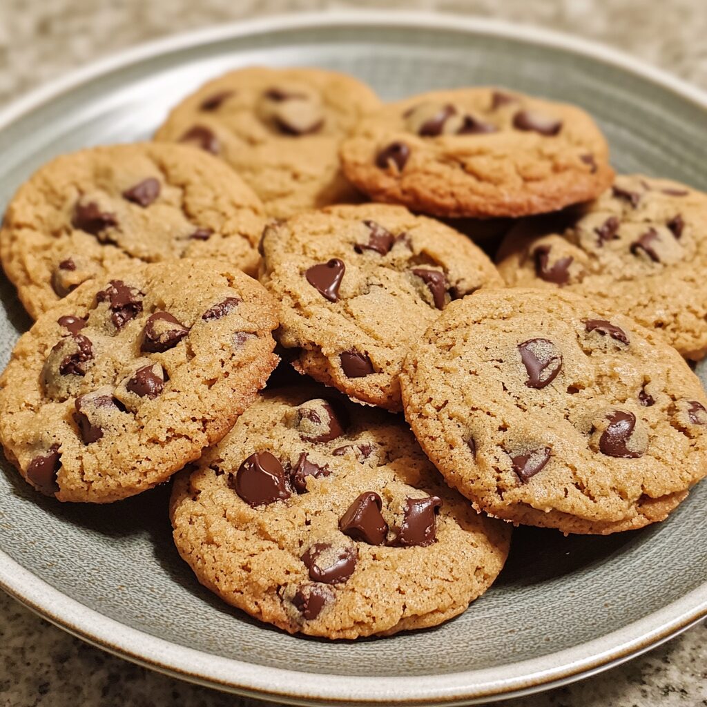 Soft & Chewy Chocolate Chip Cookies The BEST Easy Cookie Recipe! served on a plate in natural light