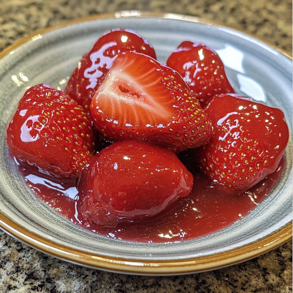 Strawberry Filling for Cake (So Easy + Fresh) served on a plate in natural light