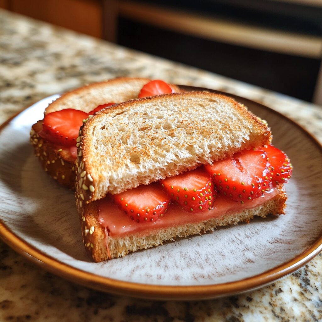 Strawberry Sandwich served on a plate in natural light