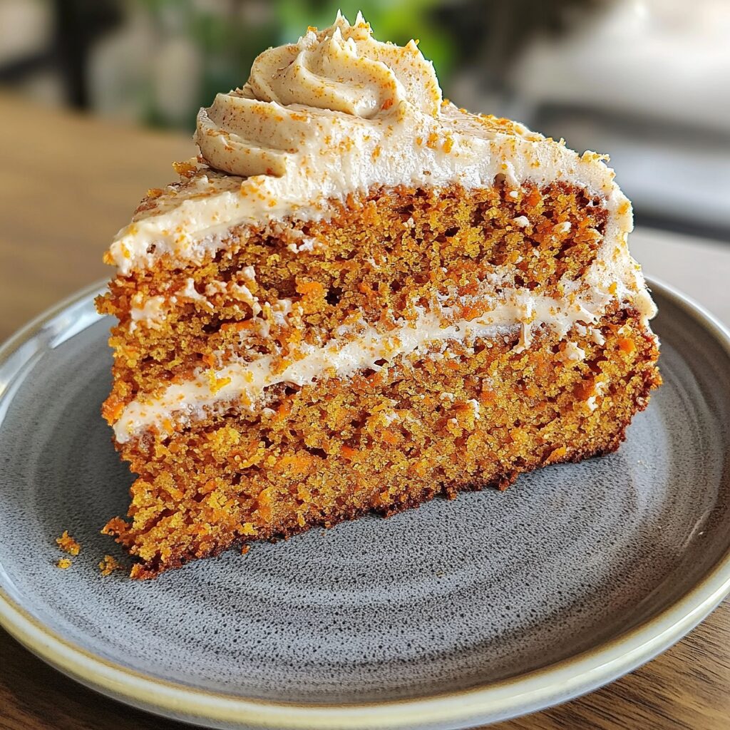 The BEST Carrot Cake Recipe served on a plate in natural light