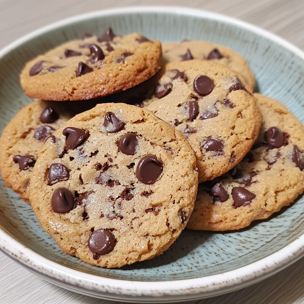 The Best Chewy Chocolate Chip Cookies served on a plate in natural light