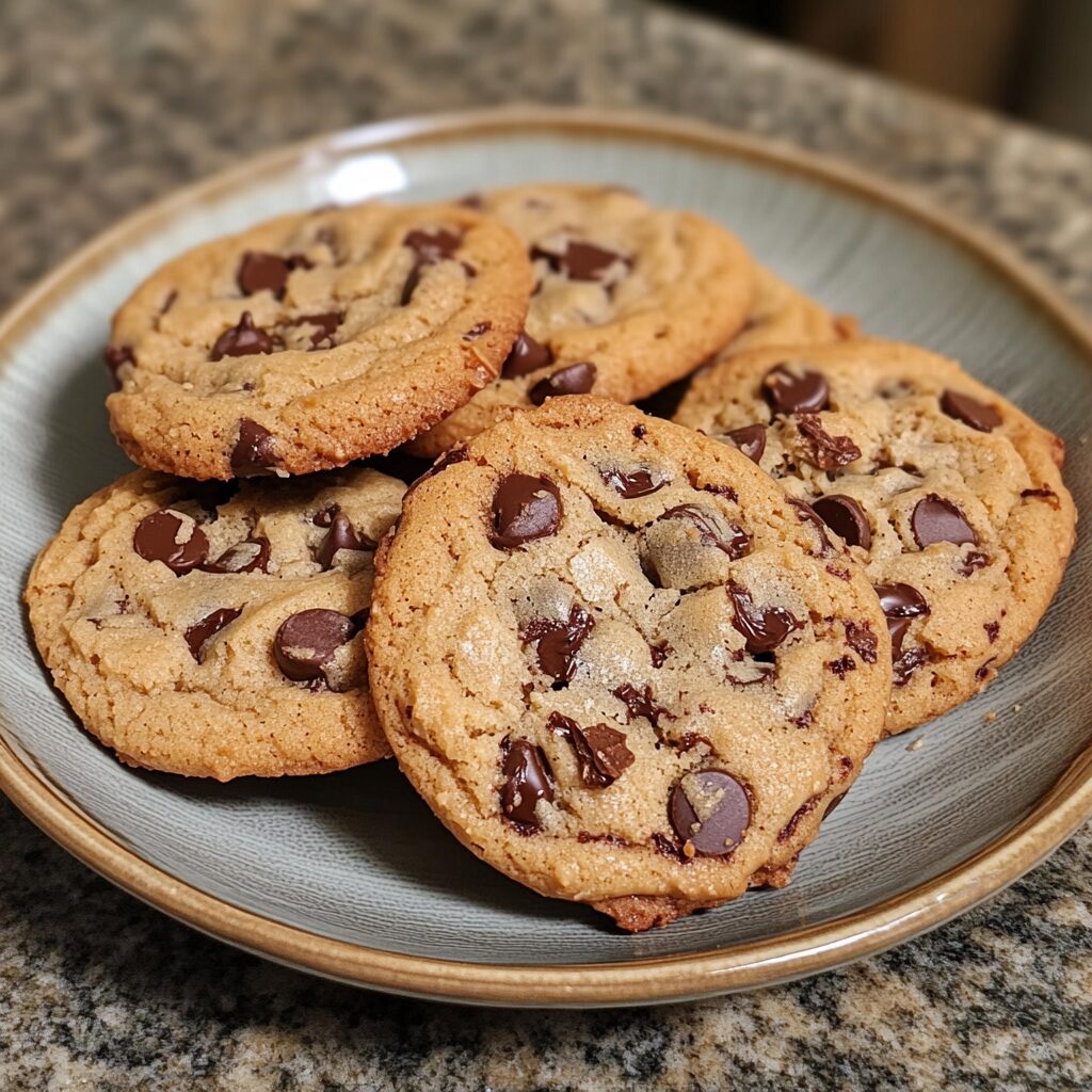 The Best Chocolate Chip Cookie Recipe Ever served on a plate in natural light