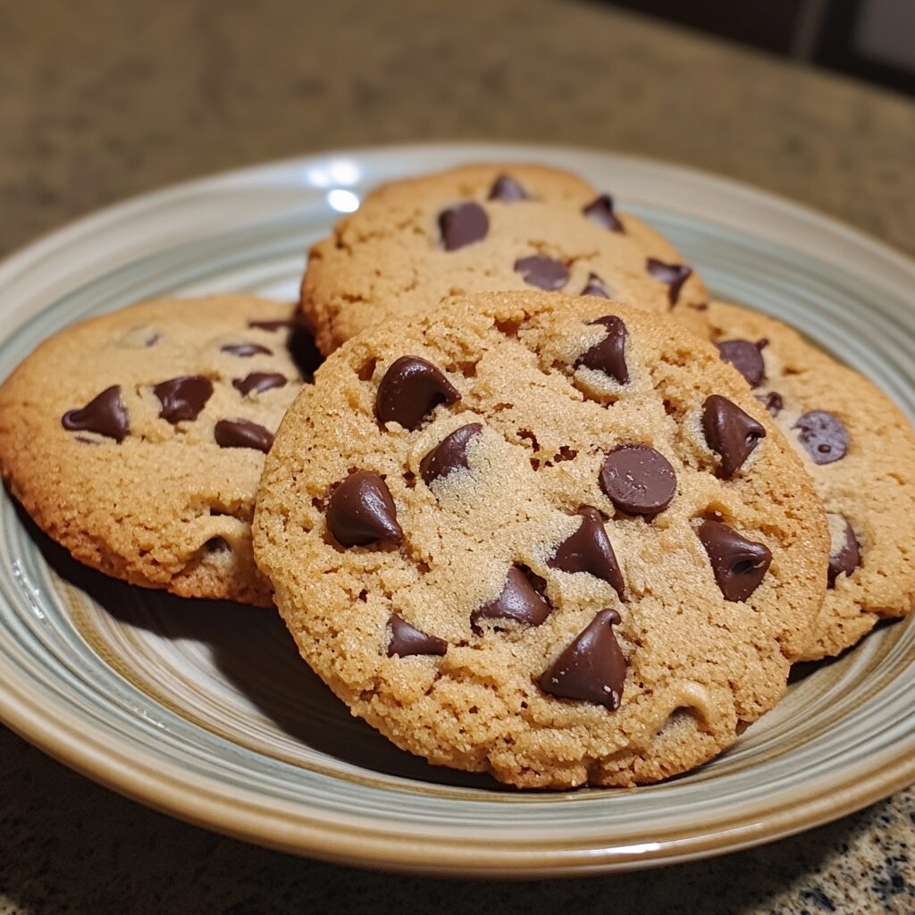 The Best Chocolate Chip Cookies served on a plate in natural light
