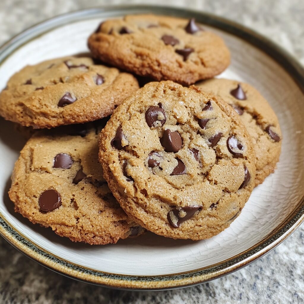 The Best Gluten Free Chocolate Chip Cookies served on a plate in natural light
