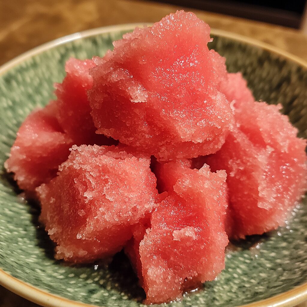 Watermelon Slushie Recipe (Only 4 Ingredients!) served on a plate in natural light