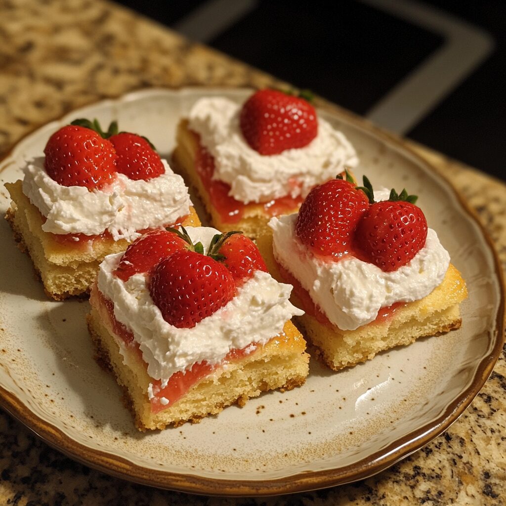Strawberry Shortcakes served on a plate in natural light