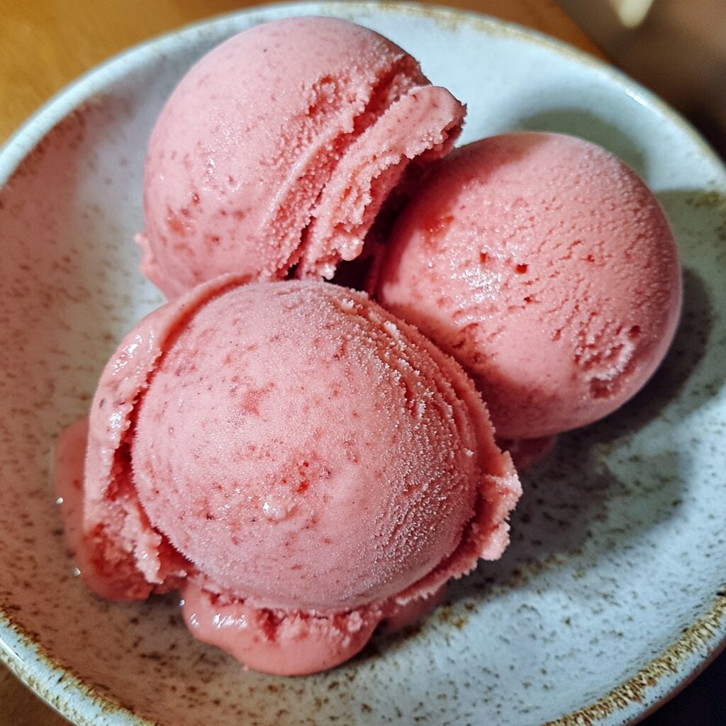 2-ingredient dairy-free Watermelon Gelato! served on a plate in natural light