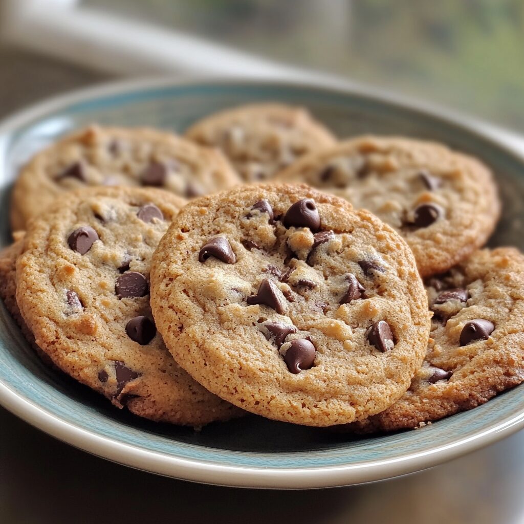 BEST Chocolate Chip Cookies Recipe served on a plate in natural light